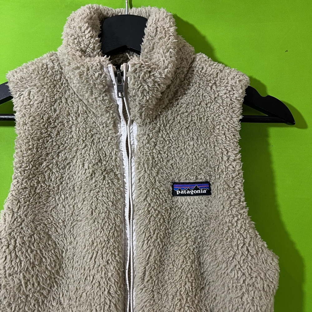 Patagonia Los Gatos Fleece Vest Womens XS Beige Tan Full Zip High Pile Soft
